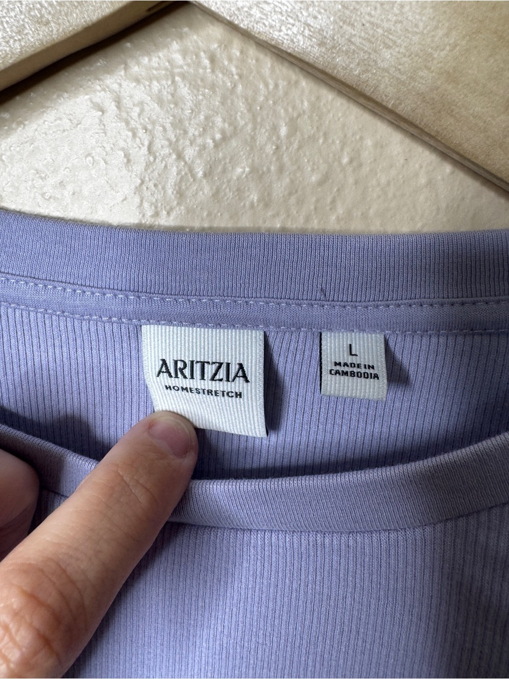 Aritzia Homestretch Top Women’s Large Purple Ribbed Long Sleeve Stretch Tee - Picture 2 of 7